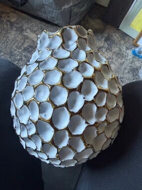 Anthropologie White and Gold Decorative Ceramic Orb